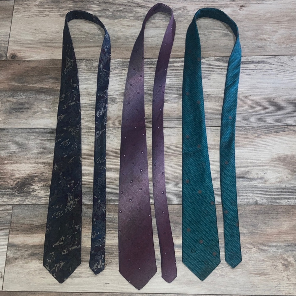 Flying Scotsman Tie Lot of 3 Multicolor Polyester Silk Blend VTG